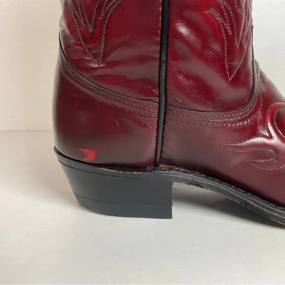 Vintage Texas Cranberry Floral Cowgirl Boots | USA Made | Patent | Women’s 7 M - Picture 15 of 16
